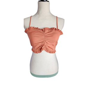 Urban Outfitters Orange Ruffle Crop Spaghetti Strap Top Women's M NWT